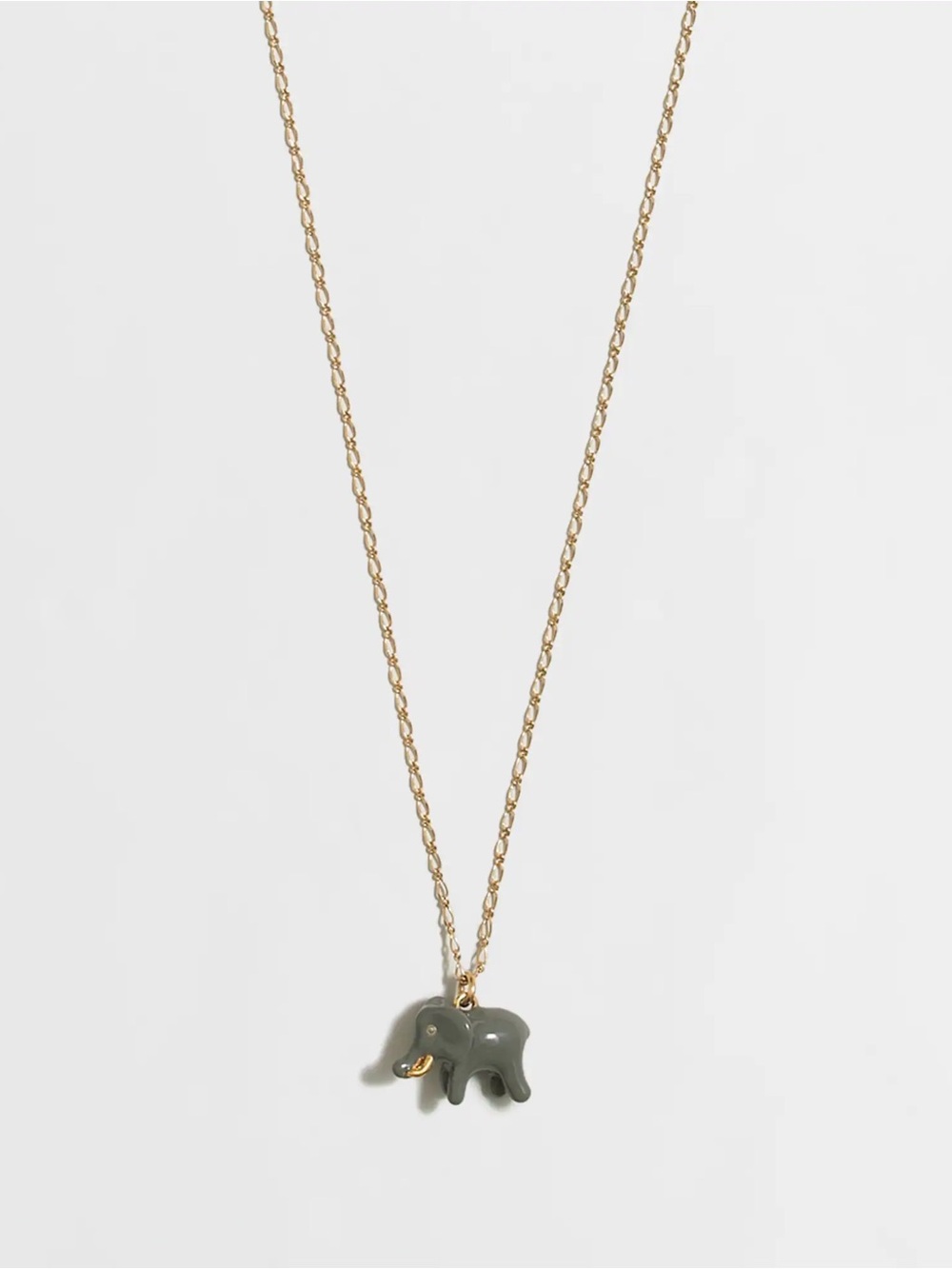 J. Crew Long Gold Statement Necklace Jade Green Elephant